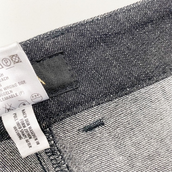 Escada Embroidered Beaded Black Denim Wide Leg Pant 42 - Picture 6 of 10